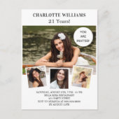 Geburtstagspartei Weißer Rosengold Foto Collage Einladungspostkarte (Vorderseite)