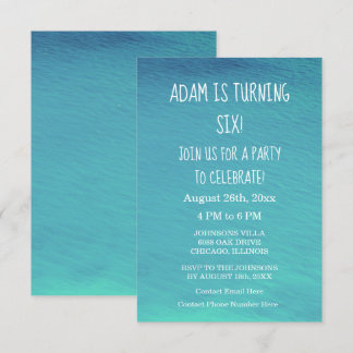 Geburtstagspartei White Blue Water Custom Age 2024 Einladung
