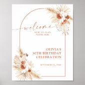 Geburtstagspartei Willkommensunterschrift | Boho P Poster (Vorne)