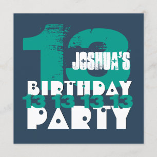 Geburtstagsparty 13 Jahre alt Grunge Z13A Einladung