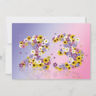 Geburtstagsparty, 23. Geburtstagsparty mit Blumenb Einladung