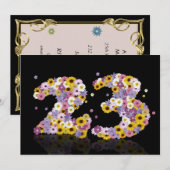 Geburtstagsparty, 23. Geburtstagsparty mit Blumenb Einladung (Vorne/Hinten)