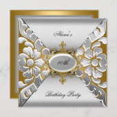 Geburtstagsparty 40. Elegant Silver Gold Einladung (Vorne/Hinten)