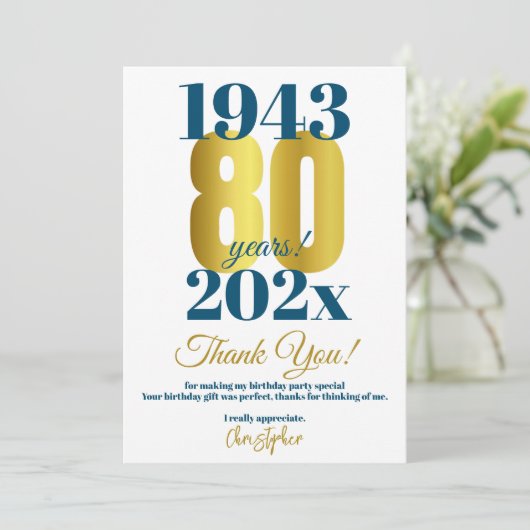 Geburtstagsparty 80. Danke (Stehend Vorderseite)