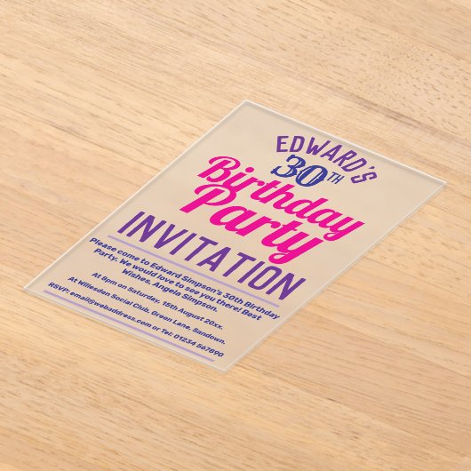 Geburtstagsparty Acryleinladungen (Ablage )