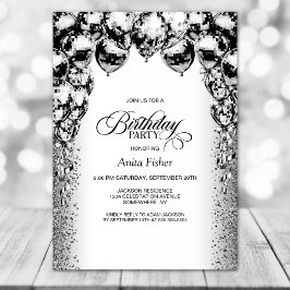 Geburtstagsparty aller schwarzen und weißen Ballon Einladung