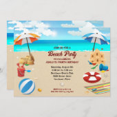 Geburtstagsparty am Strand von Kid Einladung (Vorne/Hinten)
