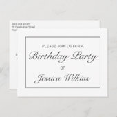 Geburtstagsparty Ankündigung Einladung Postkarte (Vorne/Hinten)