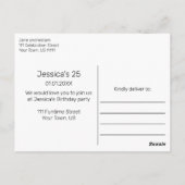Geburtstagsparty Ankündigung Einladung Postkarte (Rückseite)