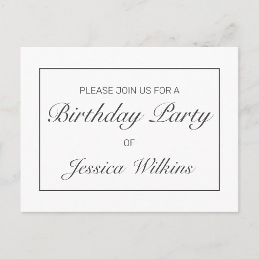 Geburtstagsparty Ankündigung Einladung Postkarte (Vorderseite)