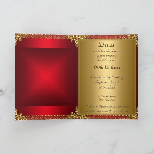 Geburtstagsparty Ankündigung Royal Red (Innenseite)