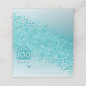 Geburtstagsparty Aquamarin Blue Glitzer Platzkarte (Außenseite Aufgefaltet)