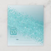 Geburtstagsparty Aquamarin Blue Glitzer Platzkarte (Außenseite Aufgefaltet)
