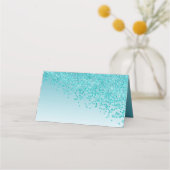 Geburtstagsparty Aquamarin Blue Glitzer Platzkarte (Rückseite)