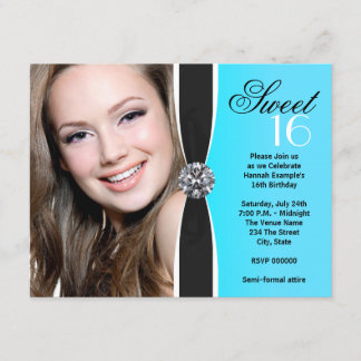 Geburtstagsparty "aquamarin Blue" und "Black Foto" Einladung