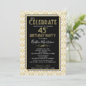 Geburtstagsparty Art Deco Gatsby Roaring 1920er Einladung (Stehend Vorderseite)