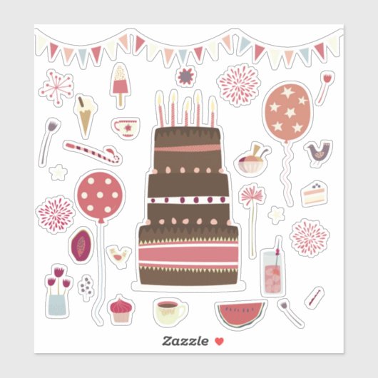 Geburtstagsparty Aufkleber (Blatt)