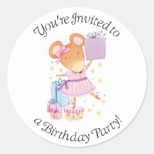 Geburtstagsparty-Aufkleber für Mädchen Runder Aufkleber (Vorderseite)