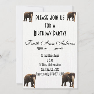 Geburtstagsparty Aziza Safari Elephant Print Einladung