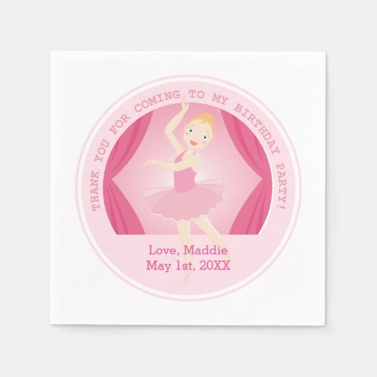 Geburtstagsparty Ballerina Serviette (Vorderseite)