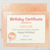 Geburtstagsparty Ballon Clip Art Partys Certificat (Vorne/Hinten)