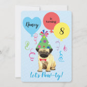 Geburtstagsparty Ballons Mops Einladung (Vorderseite)