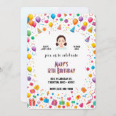 Geburtstagsparty Ballons und Geschenke Personalisi Einladung (Vorne/Hinten)