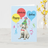 Geburtstagsparty Ballons Weimaraner Karte (Gelbe Blume)