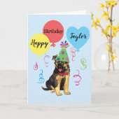 Geburtstagsparty Balloons Deutsche Schäferkarte Karte (Gelbe Blume)