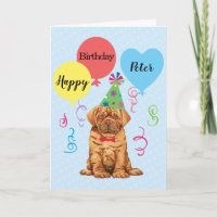 Geburtstagsparty Balloons Dogue de Bordeaux Card