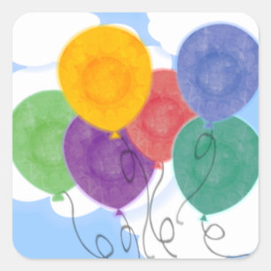 Geburtstagsparty Balloons Quadratischer Aufkleber