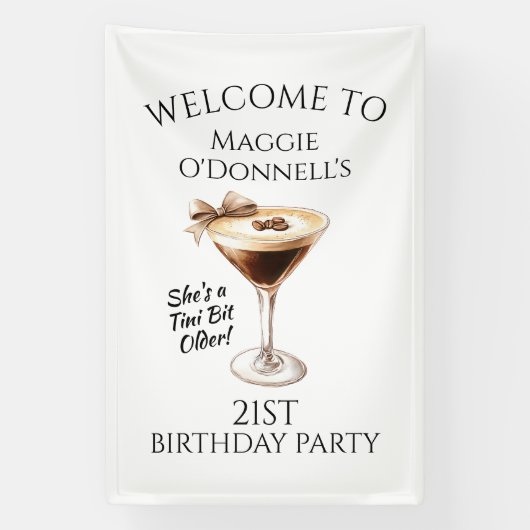 Geburtstagsparty Banner 21. Espresso Martini (Vertikal)