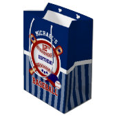 Geburtstagsparty - Baseball - Dunkelblau Mittlere Geschenktüte (Rückseite Schrägansicht)
