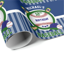Geburtstagsparty - Baseball - Dunkelgrün Geschenkpapier