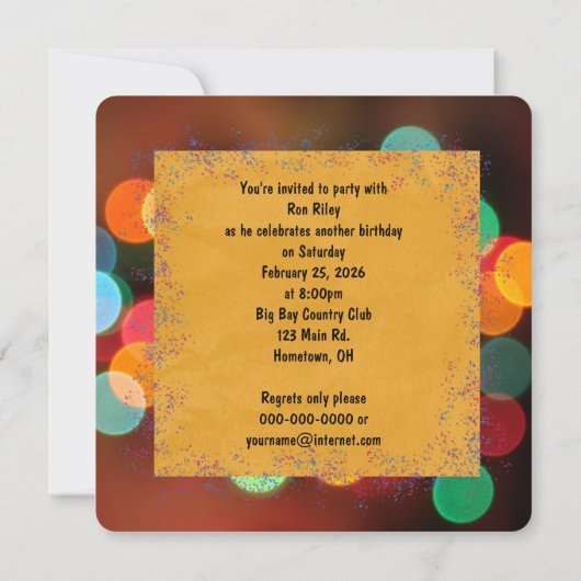 Geburtstagsparty Bash Einladung (Rückseite)