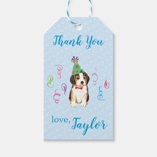 Geburtstagsparty Beagle Vielen Dank Geschenkanhänger (Vorderseite)