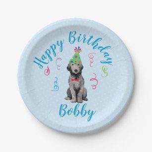 Geburtstagsparty Bedlington Terrier Paper Plate Pappteller