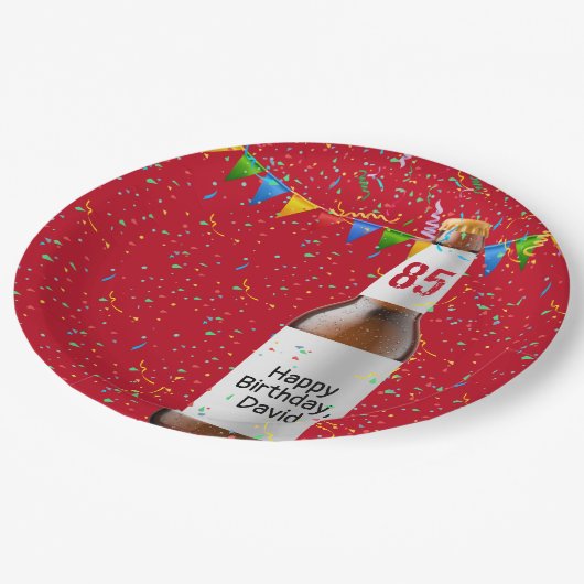 Geburtstagsparty Bierflasche-Papiertüte Pappteller (Schrägansicht)