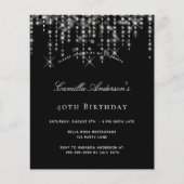 Geburtstagsparty Black Silber Stern Einladung zum (Vorderseite)