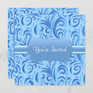 Geburtstagsparty Blau, Silber und Weiß Einladung