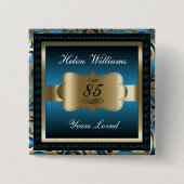 Geburtstagsparty | Blau und Gold Button (Vorderseite)