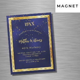 Geburtstagsparty Blauer Gold Jahr Luxus Magneteinladung
