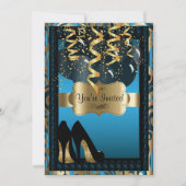 Geburtstagsparty | Blauer Leopard Einladung (Vorderseite)