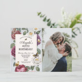 Geburtstagsparty Bloom Butterfly Foto Einladung (Stehend Vorderseite)