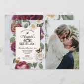 Geburtstagsparty Bloom Butterfly Foto Einladung (Vorne/Hinten)