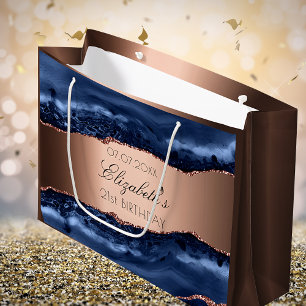 Geburtstagsparty "Blue agate Kupfer" Große Geschenktüte