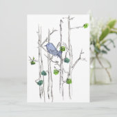 Geburtstagsparty Bluebird Tree Nature Art Einladung (Stehend Vorderseite)