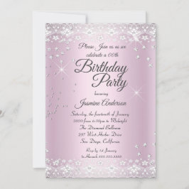 Geburtstagsparty Blush Pink Silver Sparkle Spitze Einladung