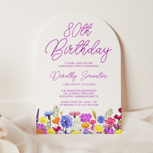Geburtstagsparty Boho Lila Wildblume Arch Einladung