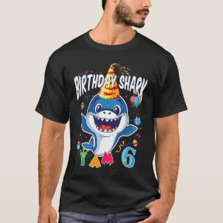 Geburtstagsparty Boy Shark Geburtstagsparty I Am 6 T-Shirt
